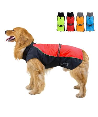 Zweitea waterproof raincoat for medium -sized and large dogs reflective rain jacket slightly windproof mesh lining rain protection clothing for outdoor hiking clothing for wet days red 3xl 3xl (1 Pack) red