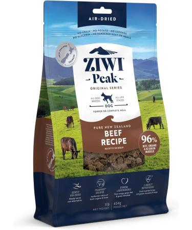 ZIWI Peak Air-Dried Dog Food  All Natural, High Protein, Grain Free & Limited Ingredient with Superfoods Beef 1 Pound (Pack of 1)