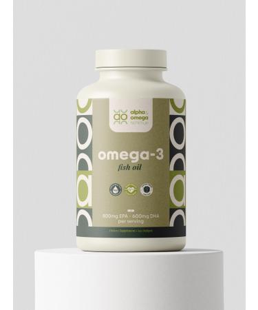 Alpha & Omega Nutrition Omega 3 Fish Oil for Heart Brain & Immune Health - 2500mg (800mg EPA/600mg DHA) - 120 Softgels