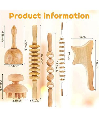 6-in-1 Wood Therapy Massage Tools & GUA SHA - Relieve Muscle Pain & Enhance Body Shape - International Shipping Available - Buy Online on GoSupps.com