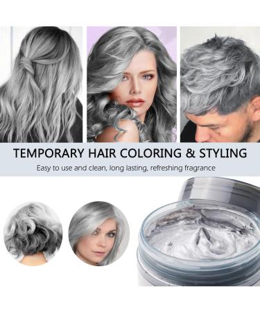 Instant Silver Grey Hair Color Wax - Natural Unisex Pomade Cream | Temporary Hairstyle for Parties Cosplay & Halloween - 4.23 oz - Buy Online on GoSupps.com