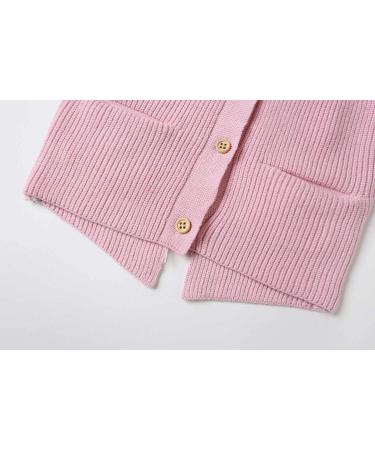 Smiling Pinker Toddler Girls Knit Cardigan | Soft & Warm Sweater with Pockets | Size 5-6 Years | Pink - Buy Online on GoSupps.com