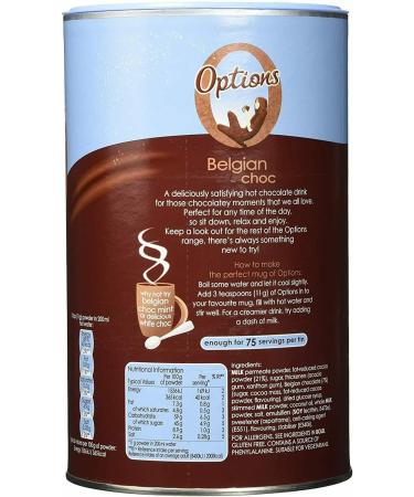 Option Belgian Choc-O-Lait Luxury Instant Hot Chocolate Drink with Sugar 2x825g - Buy Online on GoSupps.com