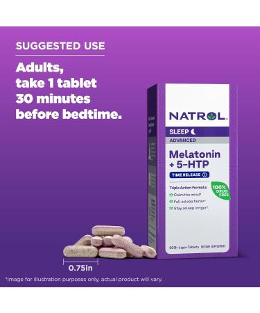 Natrol Melatonin Advance +5 HTP - 60 Tablets for Better Sleep & Mood Support - Buy Online on GoSupps.com