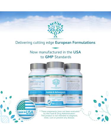 Rhodiola & Ashwagandha with L-Theanine - UK Made, Award-Winning KSM-66 Ashwagandha 600mg & Rhodiola 1500mg - Adaptogen Combo with No Fillers - Buy Online on GoSupps.com