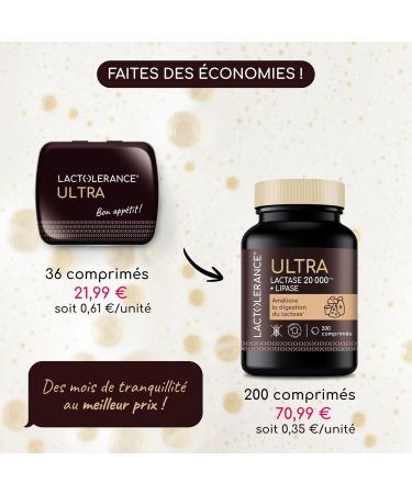  Lactol rance LACTOLERANCE ULTRA High Concentration of Lactase (20 000 FCC) and Lipase (500 IU) Optimal Digestion of Lactose and Fat - Buy Online on GoSupps.com