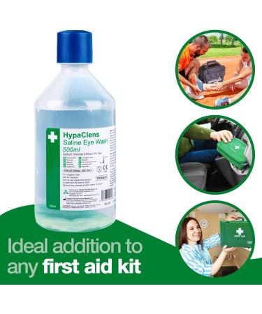 HypaClens Emergency Sterile Saline Solution Eye Wash Bottle (500 ml) - 0.9% Sodium Chloride Solution (Pack of 2) 500 ml (Pack of 2) - Buy Online on GoSupps.com