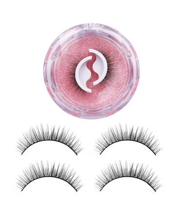 Self Adhesive Eyelashes Reusable Adhesive Eyelashes Self Adhesive Eyelashes Reusable Self Sticking Natural Lashes False Eyelashes Natural Look No Glue Eyelashes Easy to Wear (2 Pairs)