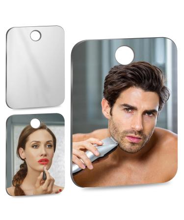 Shatterproof shower mirror fogless for shaving mirror (Larger 2 Pack 10.7"x8")43% bigger Than Original Unbreakable Deluxe Plexiglass Makeup travel camping mirrors men Wall Hanging fog free handheld 2 Pack-10.7"x8"