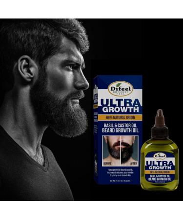 Difeel Men's Ultra Growth Basil and Castor Beard Oil 2.5 oz. - Natural Hair Growth Solution - Buy Online on GoSupps.com