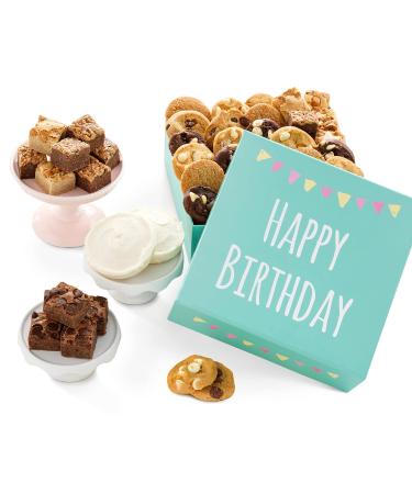 Mrs. Fields Cookies Happy Birthday Gift Box- Includes: Nibblers Bite-Sized Cookies, Frosted Cookies & Brownie-Bites Gift Box