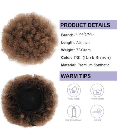 Afro Puff Drawstring Ponytail for Black Women Short Kinky Curly Afro Ponytail Synthetic Hair Afro Bun Drawstring Ponytail for Women Girls (Large/Pack of 1 Dark brown-T30#) Large (Pack of 1) Dark brown (black background) - Buy Online on GoSupps.com