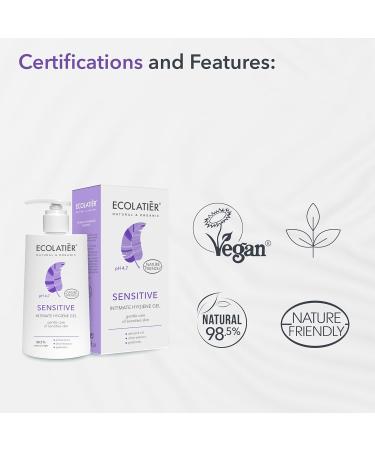 Ph Balanced Sensitive Feminine Wash | 97% Natural | Vegan | Daily Intimate Care Gel - Ecolatier 250ml - Buy Online on GoSupps.com