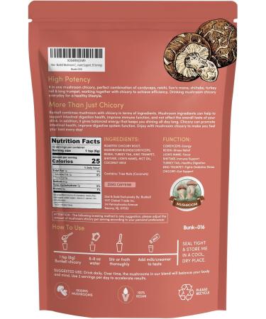 Bunkell Mushroom Chicory Adaptogenic 6 Mushrooms with Lion's Mane Reishi Cordyceps Shiitake King Trumpet & Turkey Tail Mushroom Chicory Powder for Energy Digestion & Immune Support 30 Servings - Buy Online on GoSupps.com