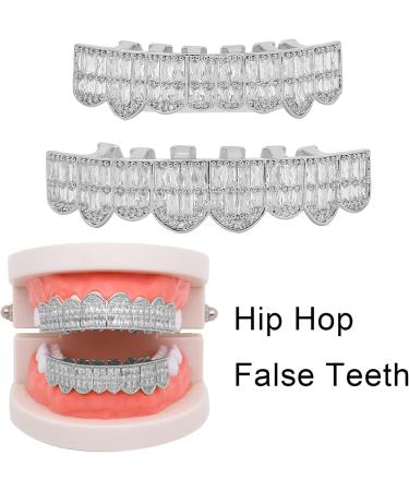 Shop Premium Diamond Grillz Braces | Hip Hop Teeth Grill Set - Silver Bling for Parties & Festivals - Buy Online on GoSupps.com