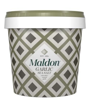 Maldon Garlic Sea Salt With Wild and Roasted Garlic Perfect for a Wide Range of Dishes Fantastic Burst of Flavour Pyramid-Shaped Flakes 500g Tub