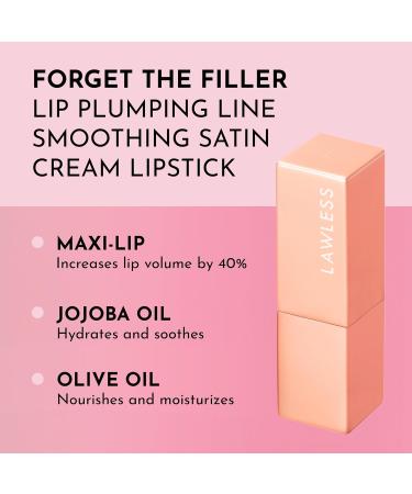 LAWLESS Forget the Filler Lip-Plumping Satin Cream Lipstick - Platinum | Natural Ingredients for Smooth Hydrated Plumper Lips | 3.7g - Buy Online on GoSupps.com