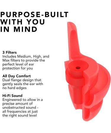 EarPeace Reusable High Fidelity Safety Ear Plugs for DIY Construction, Loud Environments, Airplane Noise Reduction - Standard Red Case - Buy Online on GoSupps.com