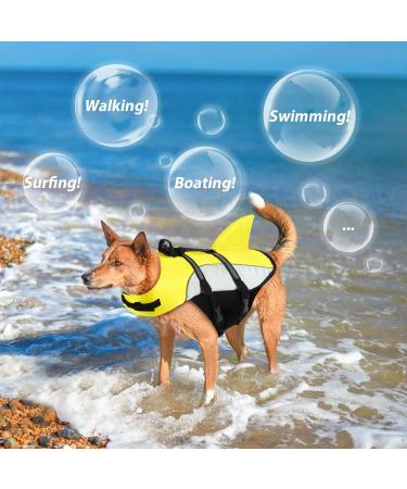 Alagirls Dog Life Jacket with Handle - Yellow Gray Pet Swimming & Rafting Size L (55-68cm Chest) - Buy Online on GoSupps.com