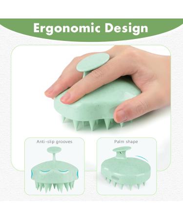 FREATECCH CHAUT Massage Brush - Shampoo Brush for Hair Wash Head Massage & Growth | Silicone Dandruff Removal with Wheat Straw Handle - Mint Green - Buy Online on GoSupps.com