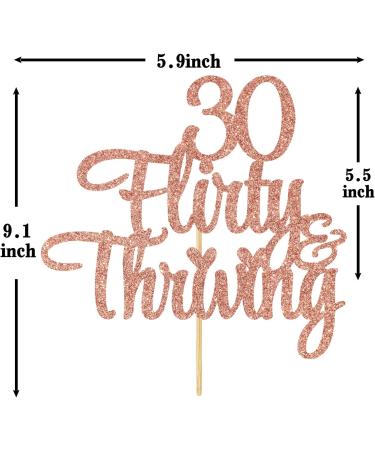 Ferastar 30 Flirty & Thriving Cake Topper Cheers to 30 Years Happy 30th Birthday Anniversary Party Decorations Rose Gold Glitter. - Buy Online on GoSupps.com