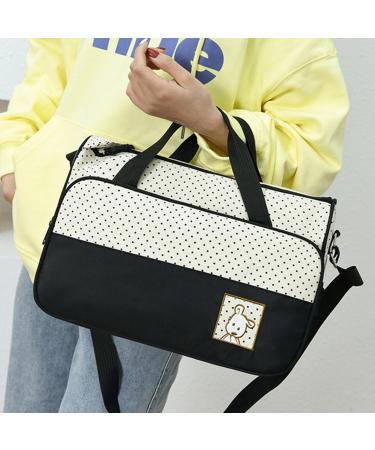 KMRLOFIY 5 Set Baby Diaper Bag - Stylish Mama Handbag & Travel Organizer with Bottle Holder & Changing Pad - Black - Buy Online on GoSupps.com
