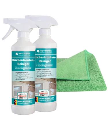 Hotrega kitchen fronts cleaner high gloss 500ml cleaning kitchen cleaner intensive cleaner front cleaner (2x 500ml including microfiber cloth)