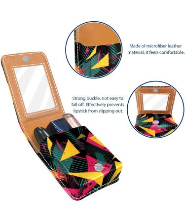 Travel Lipstick Organizer Case - Portable Makeup Bag with Mirror | Abstract Art Geometry Design - Buy Online on GoSupps.com