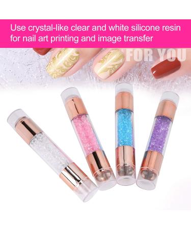 4 Sets Manicure Stamper Kit Double Ended Silicone Colorful Manicure Stamp Pen Nail Art Printing Tool with Stamping Plate for Nail Salon Home - Buy Online on GoSupps.com
