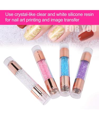 Manicure Stamper Kit 4Sets Manicure Art Stampers Silicone Stamp Pens Double Ended with Nail Seal Plate Manicure Stamp Pen Set for Home Nail Salon Manicure Tools - Buy Online on GoSupps.com