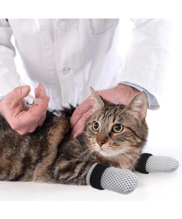 Hemoblo Cat Claw Covers - Scratch Protection & Breakable Mesh Paw Caps for Cats | 4 Pcs Gray (10x9x0.5cm) - Ideal for Grooming & Bathing - Buy Online on GoSupps.com