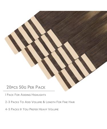 Salife Real Hair Tape Extensions - 20 Pcs 50g 18 inch Balayage Chocolate Brown to Honey #4/26/4 - Invisible Skin Weft Hair Extensions - Buy Online on GoSupps.com