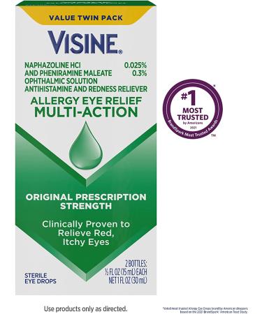 Visine Allergy Eye Relief Multi-Action Antihistamine & Redness Relief Eye Drops - Pack of 2 (0.5 fl. oz) - Buy Online on GoSupps.com
