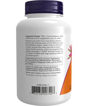 Now Foods Acerola 4:1 Extract Powder 6 oz - Natural Vitamin C Boost - Buy Online on GoSupps.com