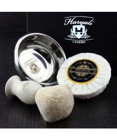 Haryali London Men's 4-Piece Shaving Set | Includes 3 Razor Blades Brush Soap & Bowl | Perfect Gift for Men - Buy Online on GoSupps.com