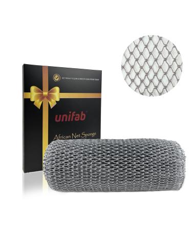 Unifab African Net Sponge Authentic Real African Exfoliating Net Bath Sponge Wash Cloth Exfoliating Washcloth African Net Cloth Body Scrubber for Shower Gray
