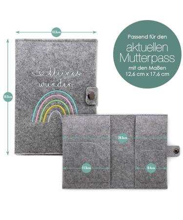 Personalized Rainbow Pastel Motherpass Cover | Felt Made in Germany | Insured Card & Ultrasound Pockets | Unique Gift for Expecting Moms - Buy Online on GoSupps.com