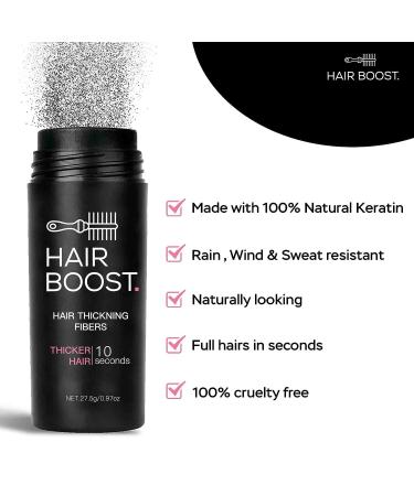 Hair Boost Hair Building Fibers (27.5g) - Instant Hair Thickening for Thinning Hair - Light Brown Hair Powder for Men & Women - Buy Online on GoSupps.com