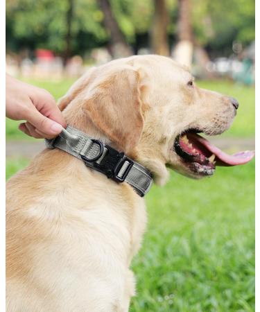 Joytale Tactical Dog Collar for Large Dogs | Durable Gray Dog Collar with Handle & QR Code Dog Tag | Ideal for Active Pets - Buy Online on GoSupps.com