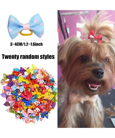 Elionless Dog Hair Bows 20 Pieces Cute Pet Hair Bow Tie Hair Rope Elastic Rubber Bands Hair Grooming Accessories for Puppy Dogs Cats - Buy Online on GoSupps.com