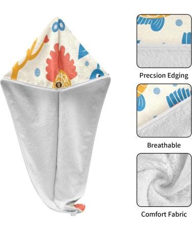 Seamless Fish Seahorse Hair Towel 2 Pack - Super Absorbent Quick Dry Turbans for Women & Girls - Buy Online on GoSupps.com