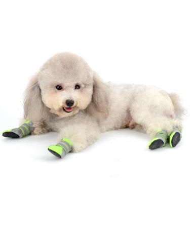 Zunea Paw Protection Dog Boots - Summer Slide-Resistant Shoes for Small Dogs | Adjustable Reflective Soft & Breathable Mesh | 4 Pack Green - Buy Online on GoSupps.com