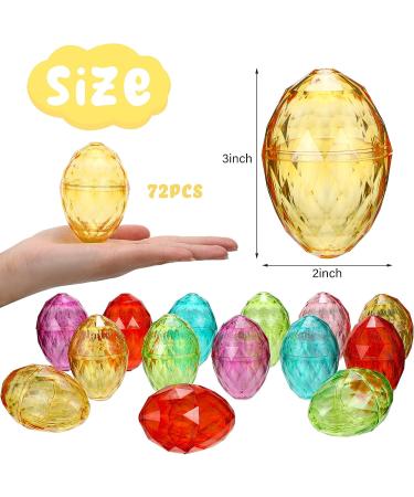 Large Diamond Easter Eggs with Easter Stickers - 48 Pcs, Translucent Pastel Plastic Eggs for Easter Hunt Party and Basket Stuffer - Buy Online on GoSupps.com