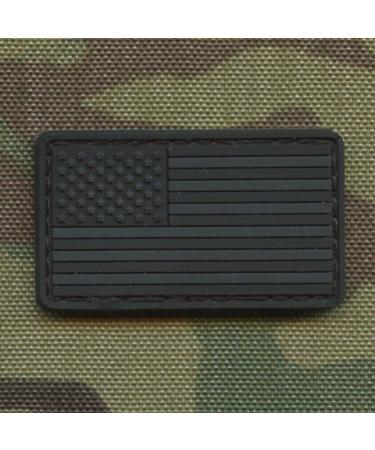 Blackout Mini Small 1x1.75 USA America Flag Subdued Tactical Morale PVC Rubber Touch Fastener