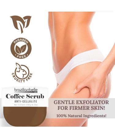 Brazilian Belle Exfoliating Coffee Scrub - Anti-Cellulite & Firming Body Scrub with Natural Dead Sea Salt & Arabica Coffee (8.1 oz) - Shop Now for International Shipping - Buy Online on GoSupps.com