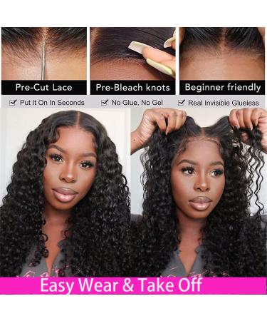 Wear And Go Human Hair Water Wave Lace Front Wig - 24 Inch, 180% Density, HD Deep Curly Lace Frontal - Wet and Wavy - Glueless and Ready to Wear for Women - Buy Online on GoSupps.com