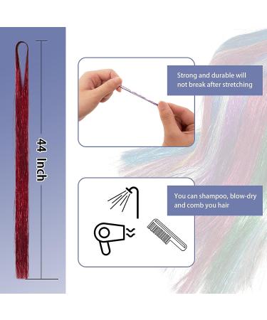 Shiny Heat Resistant 44 Hair Tinsel Kit - 12 Colors Glitter Fairy Strands for Women, Girls & Kids | 3600 Strands - Buy Online on GoSupps.com