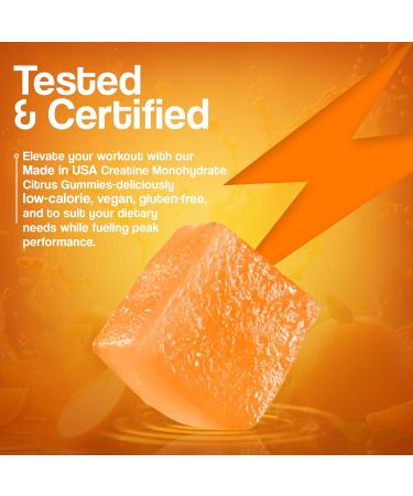 Buy Creatine Monohydrate Gummies - 5g Vegan Chewable for Strength & Energy | 90 Count Citrus - Gluten Free Low Calorie Muscle Builder - Buy Online on GoSupps.com