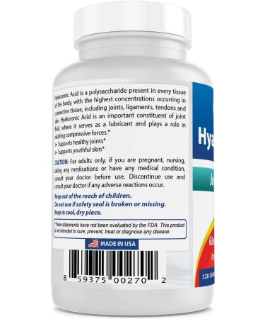 Best Naturals Hyaluronic Acid 100mg Capsules - 120 Count - Joint Support & Skin Health - Buy Online on GoSupps.com