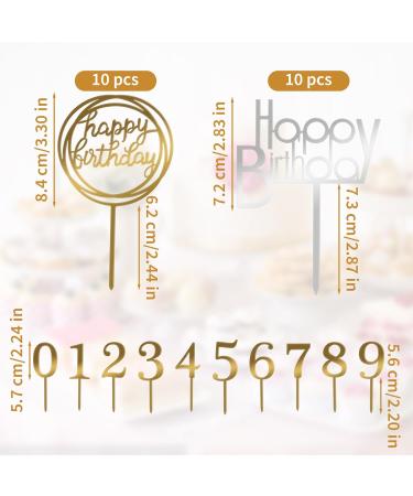Acrylic Cake Topper 30PCS Happy Birthday Cake Topper Acrylic Cake Number 0-9 Birthday Cake Pick Cupcake Toppers for Birthday Party Cake Desserts Pastries Decorations - Buy Online on GoSupps.com